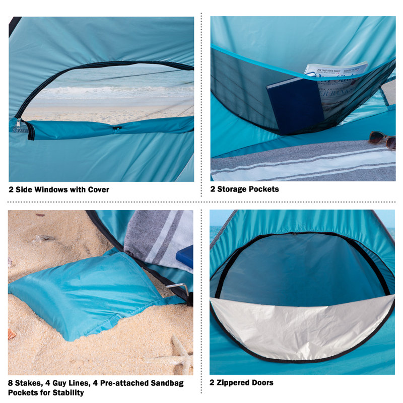 Wakeman Pop Up Beach Tent Sun Shelter with UV Protection and